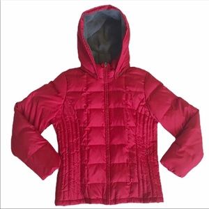 New York & Co Red Hooded Puffer Down Coat